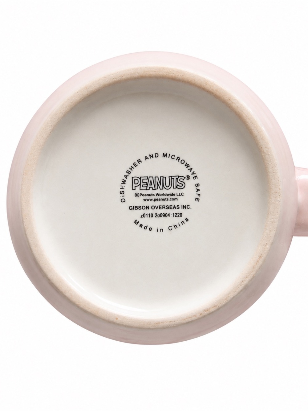 Peanuts Snoopy Woodstock Gibson XL 24 Oz Pale Pink Ceramic Coffee Mug Oversized - Picture 4 of 4